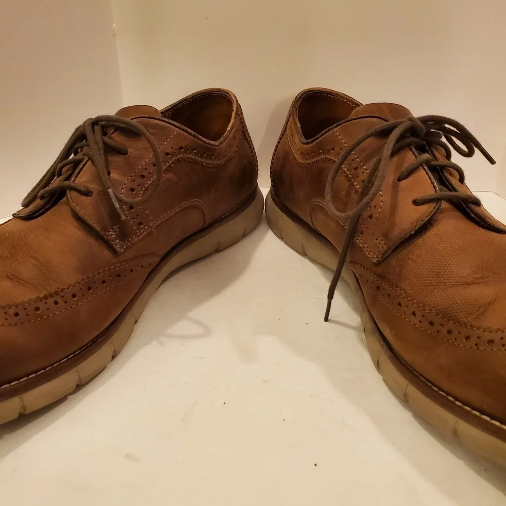 Johnston & Murphy Brown Suede Leather Wingtip Oxford Shoes Size 9M EUC Fast Ship